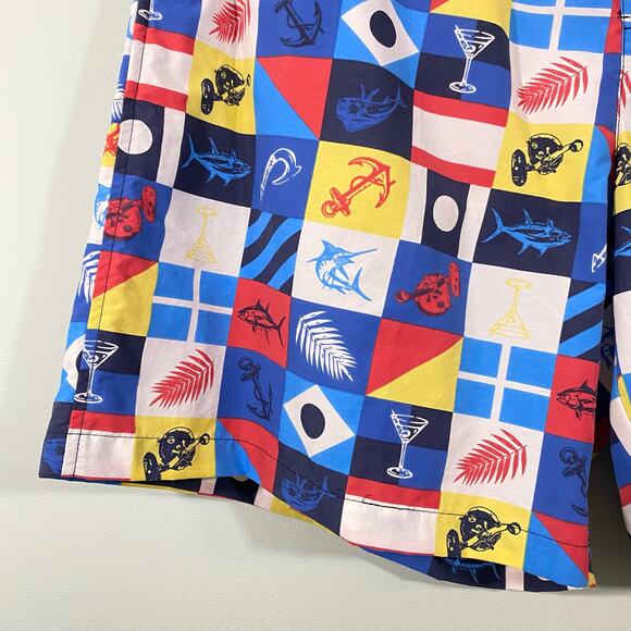 Columbia Men's PFG Nautical Fishing Checkered Swim Trunks Size L - Picture 8 of 10